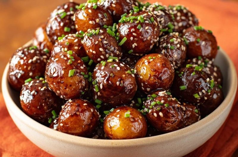 Knusprige Sesam-Glasur-Babykartoffeln