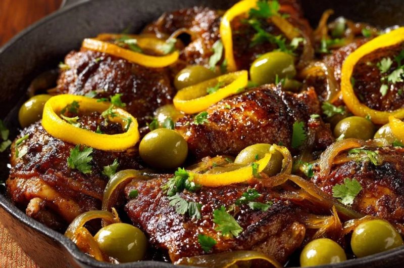 Marokkanisches Hähnchen mit Oliven und Zitrone
