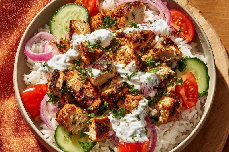 Orientalische Hähnchen-Reis-Bowl (Nie wieder trockenes Hähnchen!)