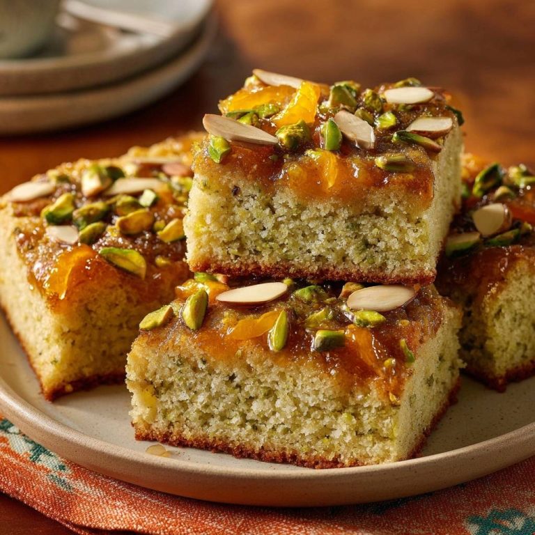 Pistazien-Aprikosen-Schnitten (Nie wieder trockener Kuchen!)