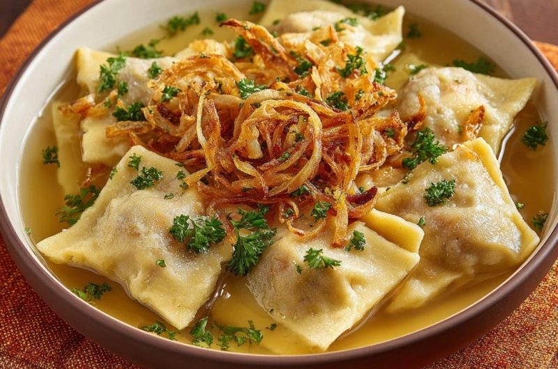 Ravioli in goldener Brühe (Nie wieder platzen die Ravioli!)