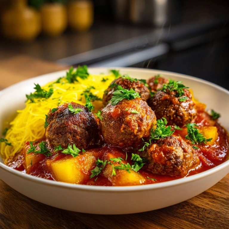 Saftige Fleischbällchen mit Safrannudeln – Rezept