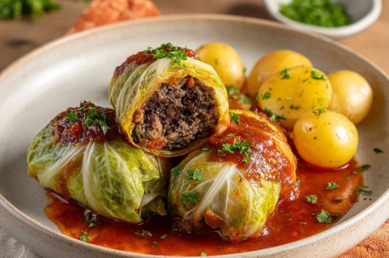 Saftige Kohlrouladen mit Tomatensoße