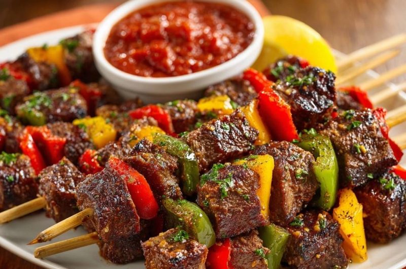 Saftige Rindfleisch-Paprika-Spieße