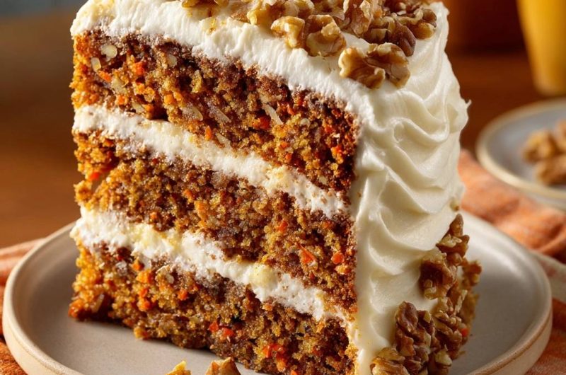 Saftiger Karottenkuchen mit Walnüssen und Frischkäse-Frosting