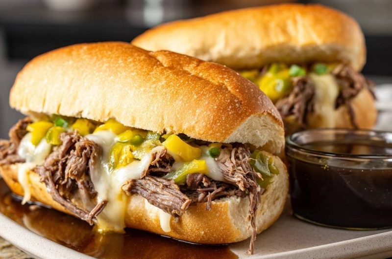 Saftiges Rind-Paprika-Cheesesteak