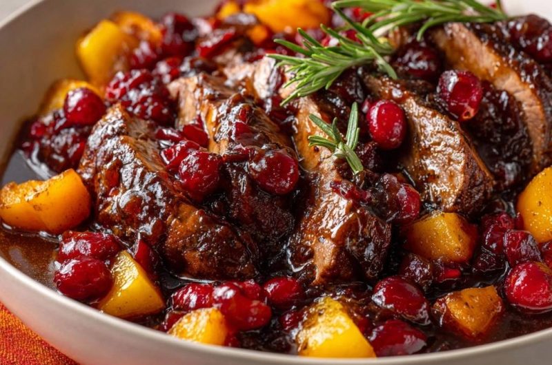Saftiges Rindfleisch mit Cranberry-Aprikosen-Soße