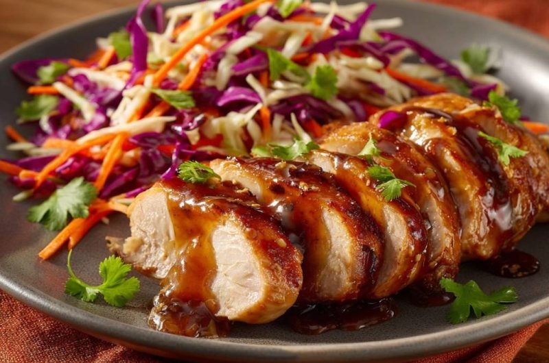 Saftiges Teriyaki-Hähnchen mit Buntem Krautsalat
