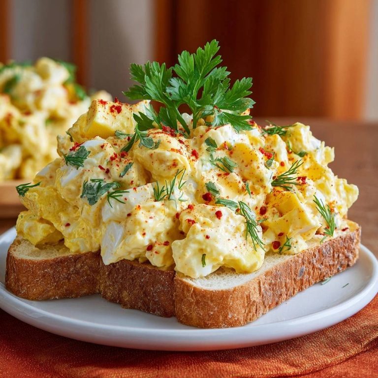 Knackiger Kartoffel-Ei-Salat auf Brot, großzügig garniert mit frischer Petersilie und Paprika.