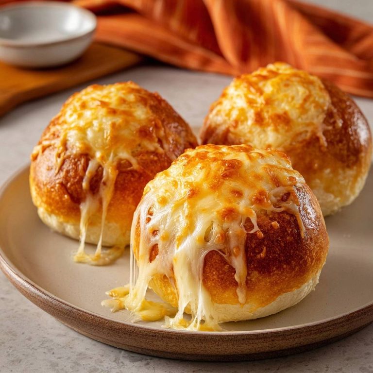 Knusprige Käsebomben mit frisch geschmolzenem Käse, der von den Brötchen herunterläuft.