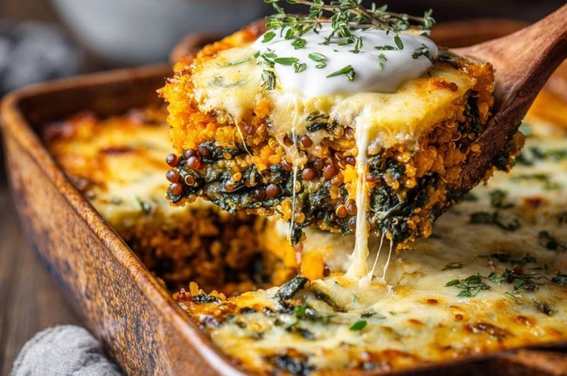Kürbis-Spinat-Quinoa-Auflauf