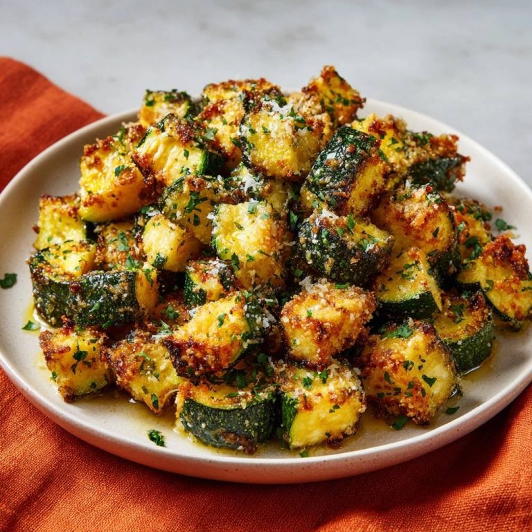 Knusprige Parmesan-Zucchini, garniert mit frischer Petersilie und Parmesan, auf einem Teller serviert