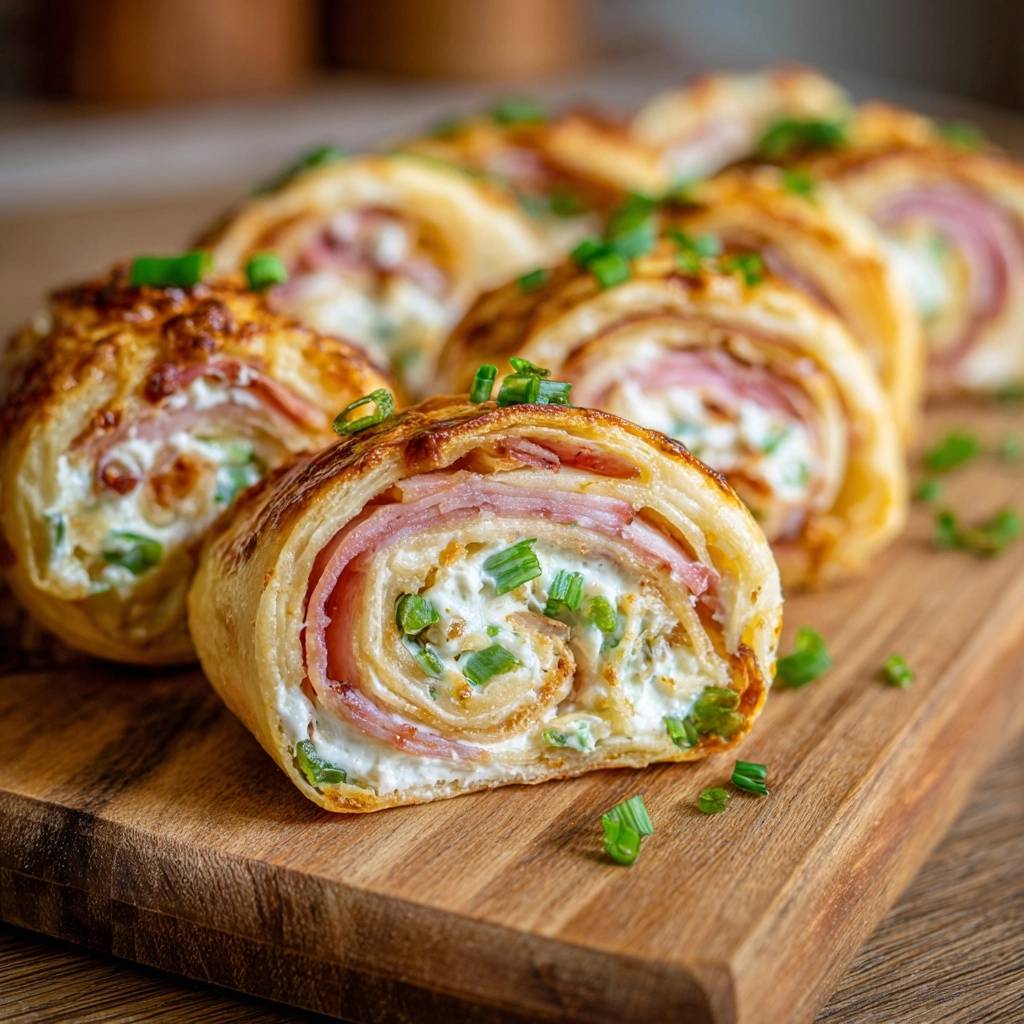 Knusprige Schinken-Gurken-Blätterteigrollen