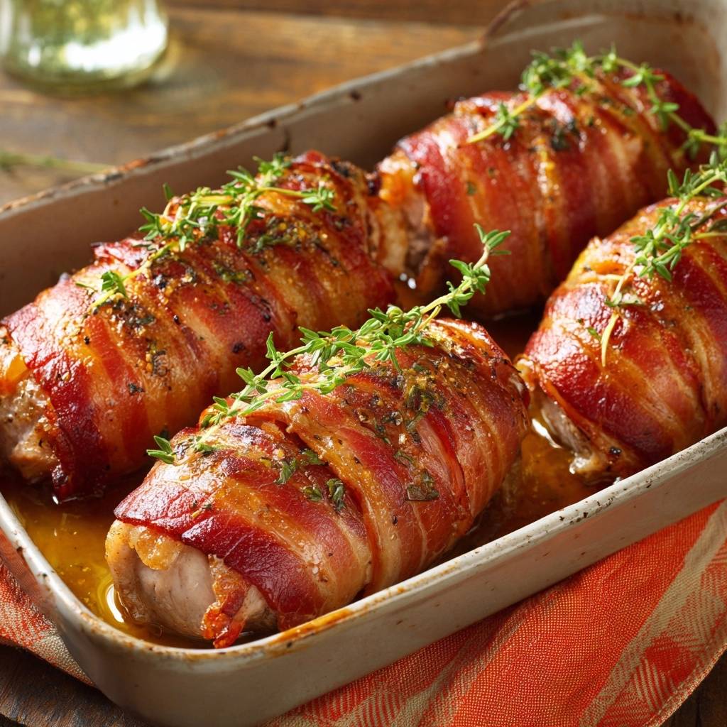 Speckgewickelte Hähnchenbrüste