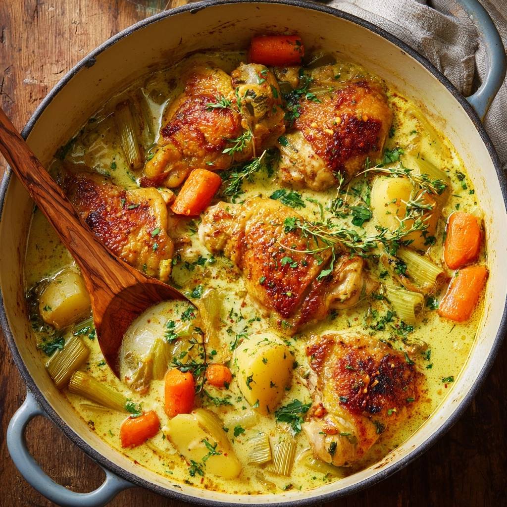 Cremiger Hähnchen-Thymian-Eintopf