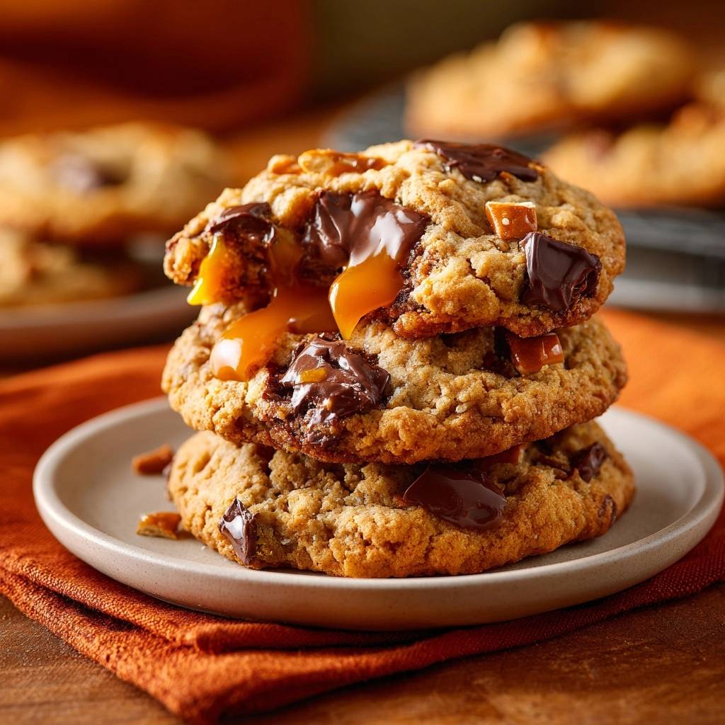 Karamell-Pretzel-Schoko-Cookies (Nie wieder flache Cookies!)