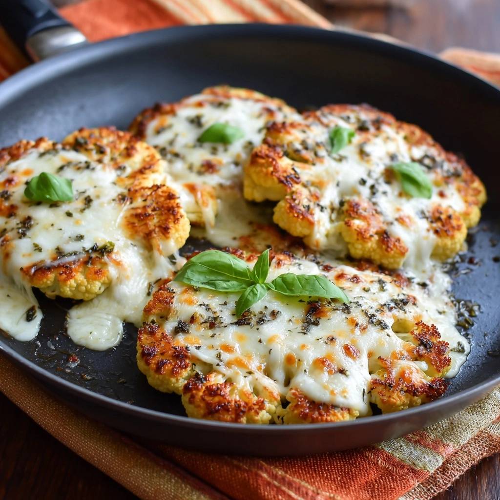 Knuspriger Blumenkohl mit Käse und Basilikum