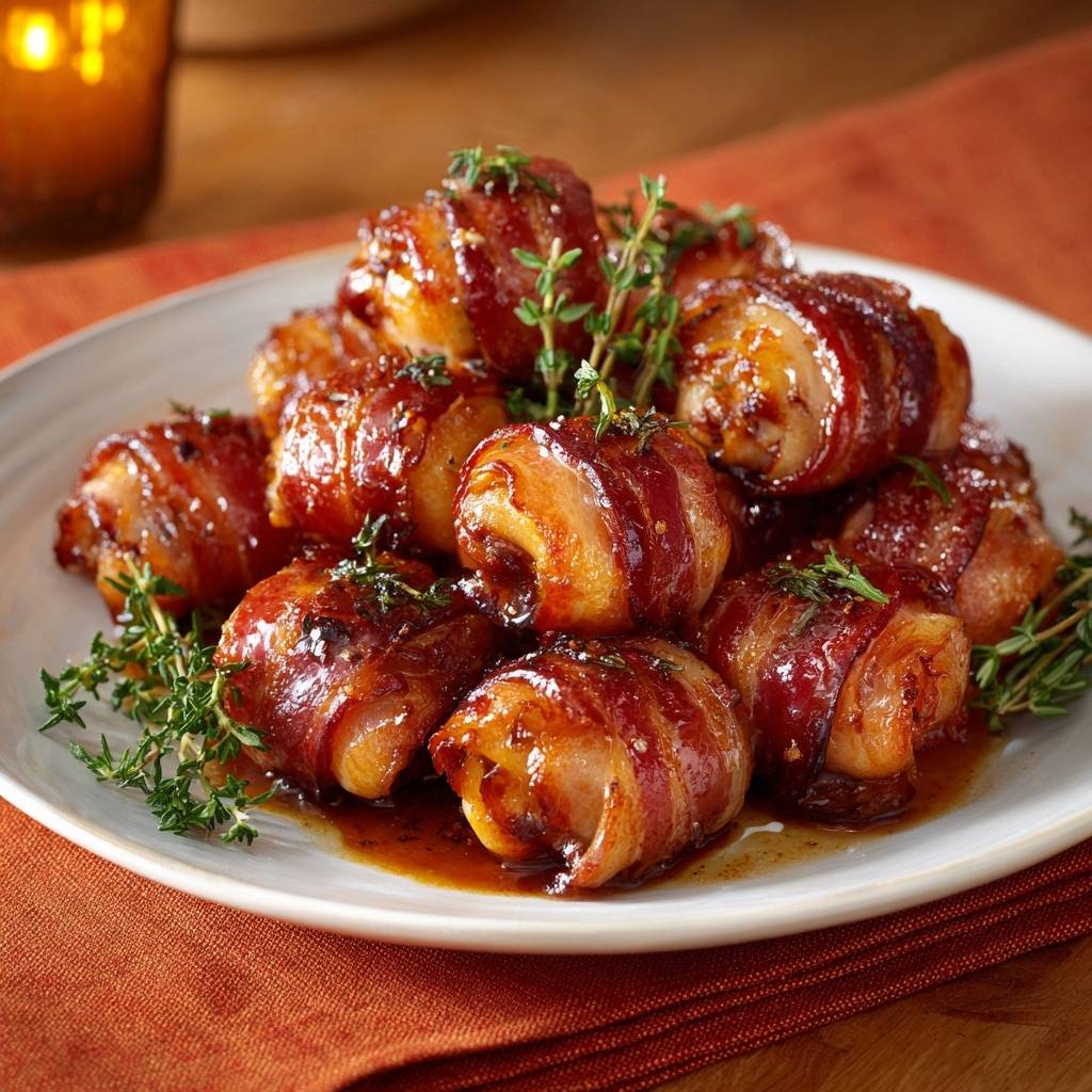 Speck-gewickelte Honig-Thymian-Hühner-Happen