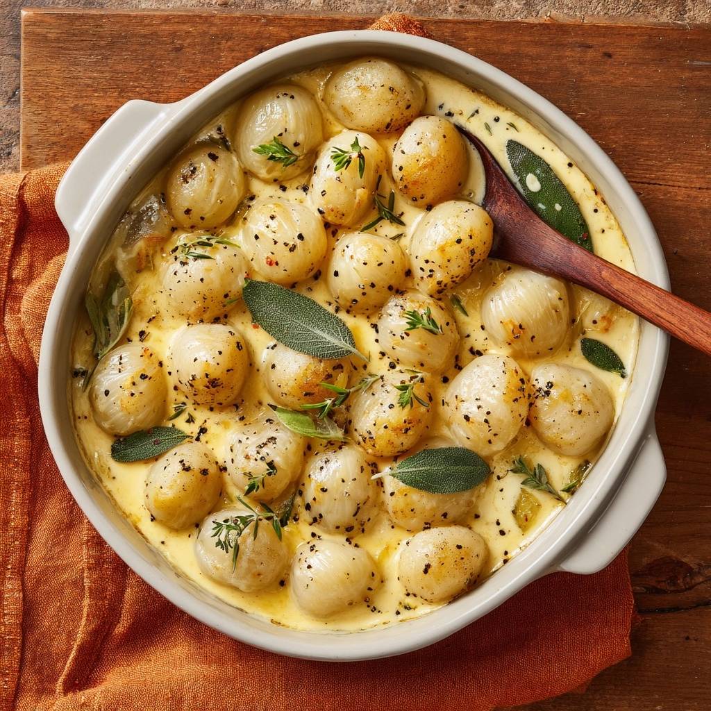 Cremige Perlzwiebeln mit Salbei (Keine wässrige Sauce mehr!)