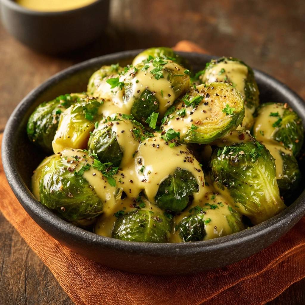 Knuspriger Ofen-Rosenkohl mit Tahini-Creme