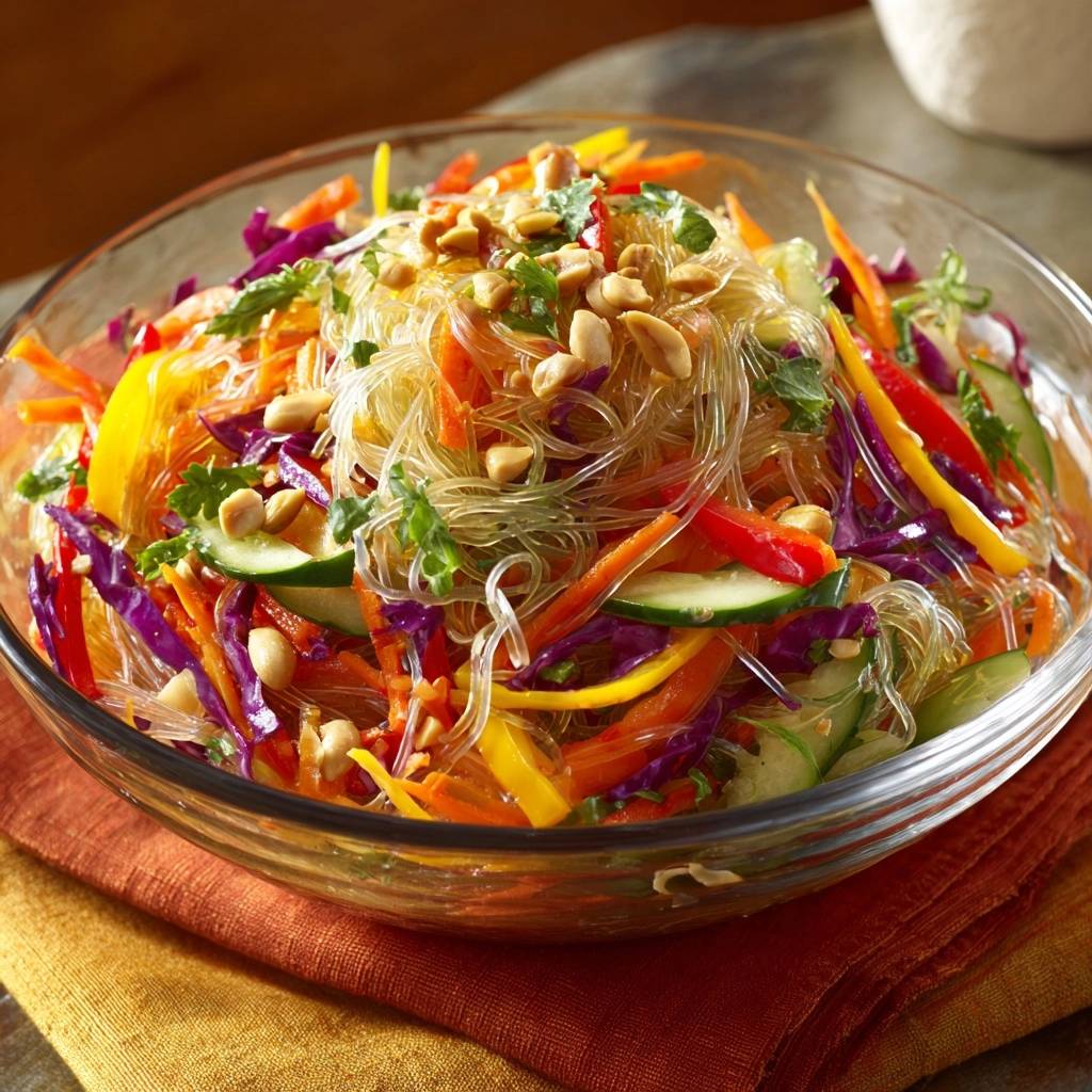 Bunter Glasnudelsalat (Nie wieder matschige Nudeln!)