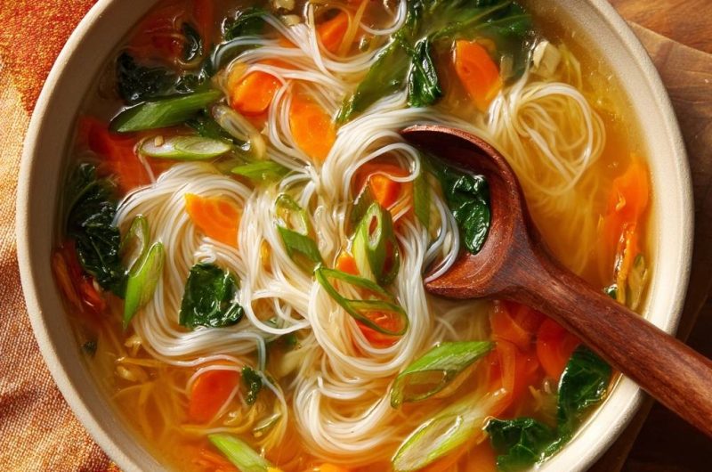 Asiatische Gemüse-Reisnudelsuppe