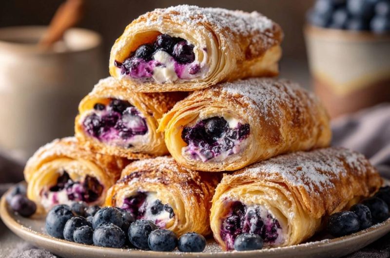 Blaubeer-Creme-Blätterteigrollen
