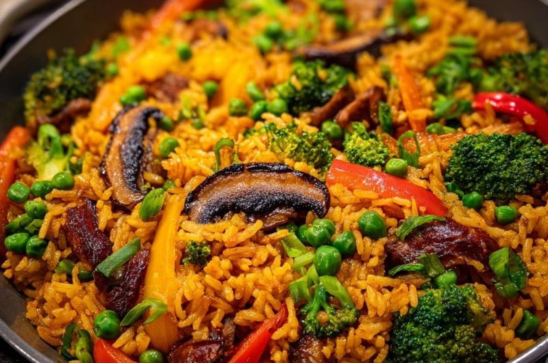 Bunter Rindfleisch-Fried-Rice