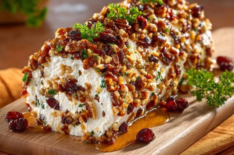 Cranberry-Walnuss Frischkäse-Rolle (Nie wieder fällt der Belag ab!)