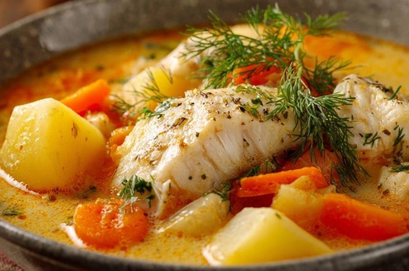 Cremiger Dillfisch-Eintopf