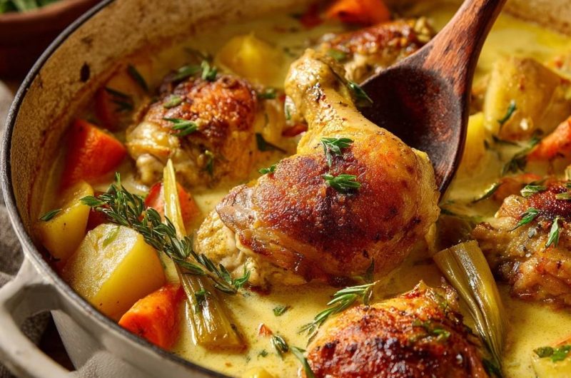 Cremiger Hähnchen-Thymian-Eintopf