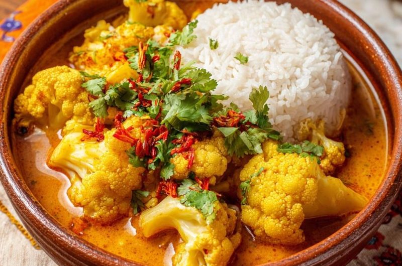 Cremiges Blumenkohl-Curry mit Reis