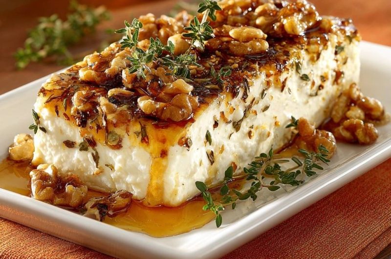 Gebratener Feta mit Honig, Walnüssen und Thymian