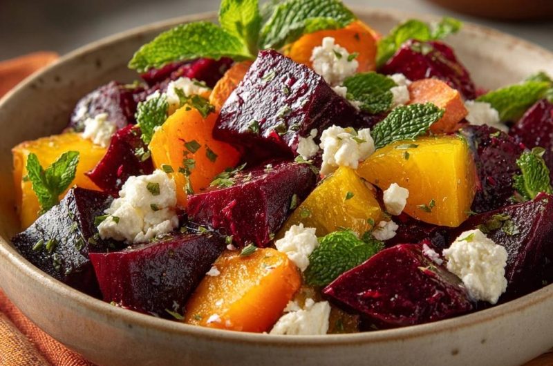 Gerösteter Rote-Bete-Kürbis-Salat mit Feta & Minze