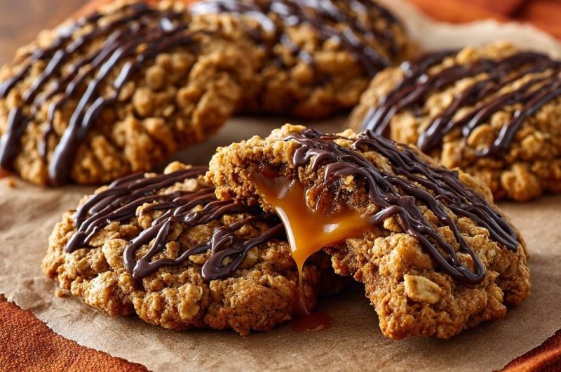 Karamell-gefüllte Haferflocken-Cookies