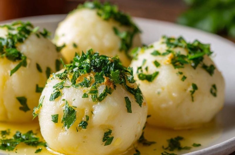 Kartoffelknödel mit Petersilienbutter (Nie wieder zerfallende Knödel!)