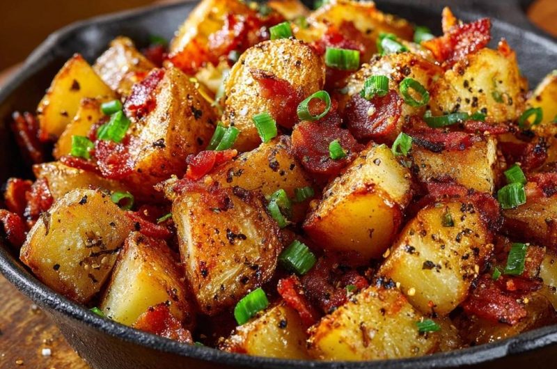 Knusprige Bratkartoffeln mit Speck und Frühlingszwiebeln (Nie wieder matschig!)