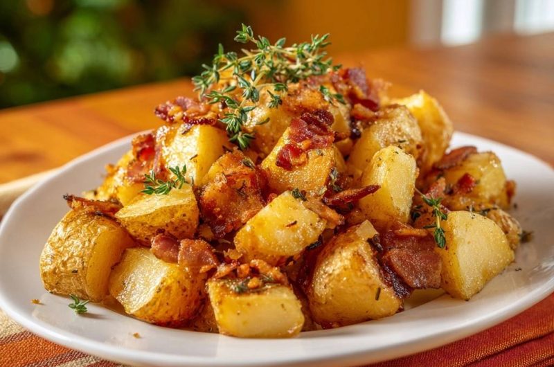 Knusprige Bratkartoffeln mit Speck und Thymian