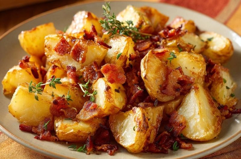 Knusprige Bratkartoffeln mit Speck und Thymian