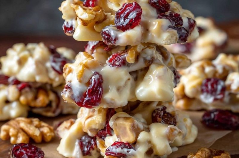 Knusprige Walnuss-Cranberry-Weißschokoladen-Cluster (Nie wieder weiche Cluster!)