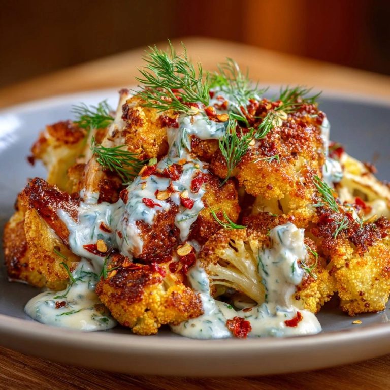 Knuspriger Blumenkohl mit Dill-Chili-Soße – Rezept