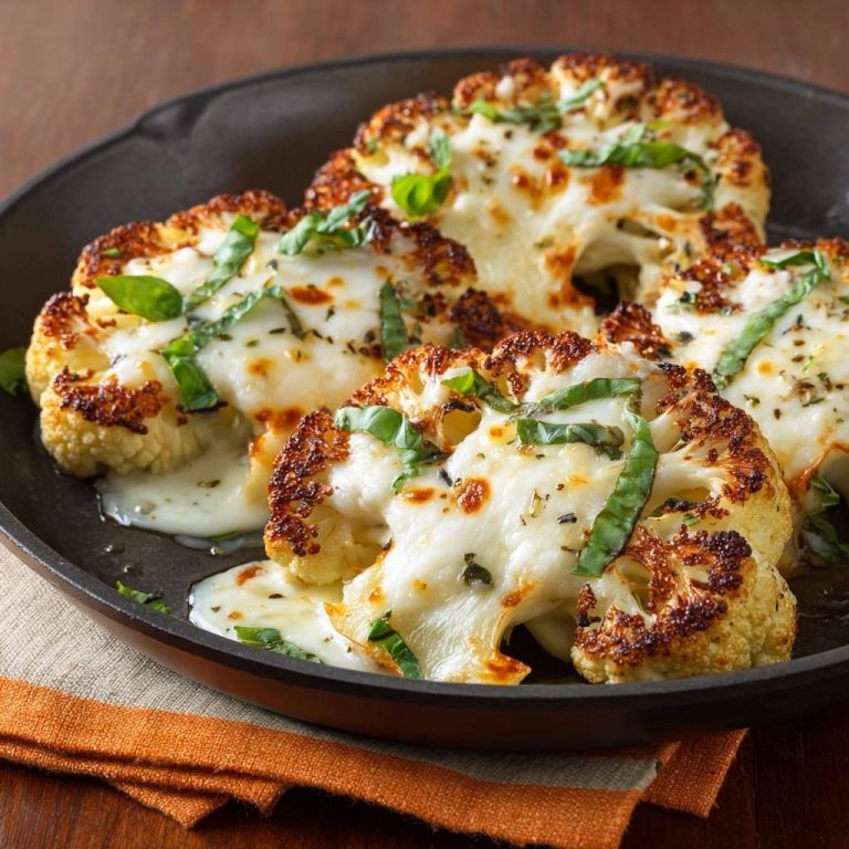 Knuspriger Blumenkohl mit Käse und Basilikum – Rezept