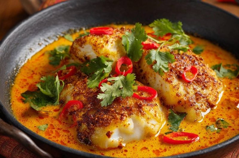 Knuspriger Fisch in Thai-Curry