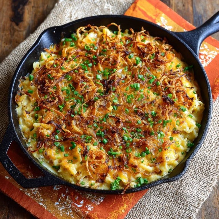 Knuspriger Käse-Kartoffel-Auflauf aus der Pfanne