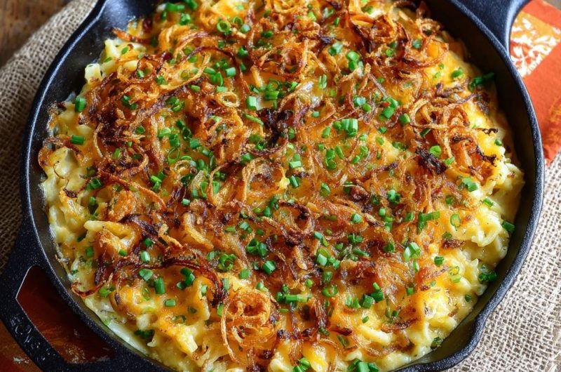 Knuspriger Käse-Kartoffel-Auflauf aus der Pfanne