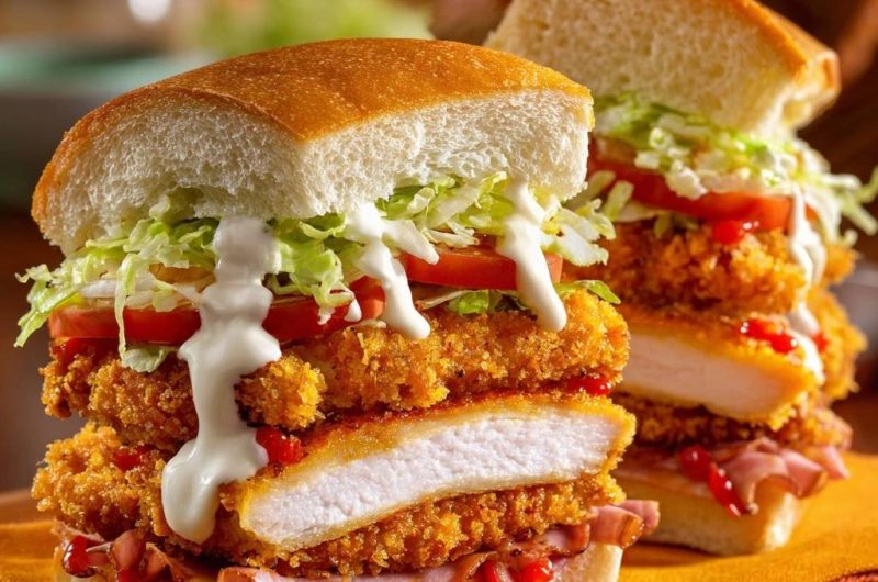 Knuspriges Hähnchen Cordon Bleu Sandwich