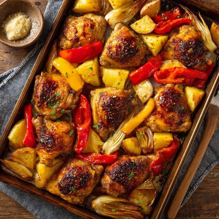Knuspriges Hähnchen mit Ofengemüse – Saftig & Einfach!