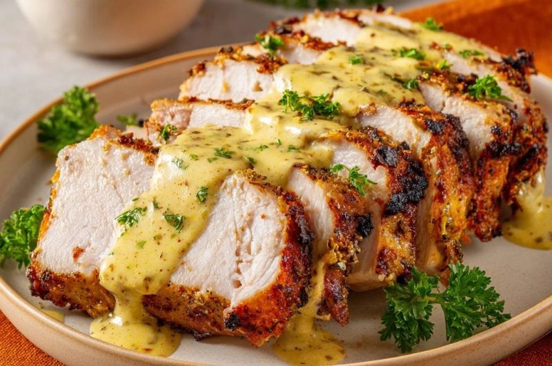 Knuspriges Hähnchenfilet mit Senfsoße