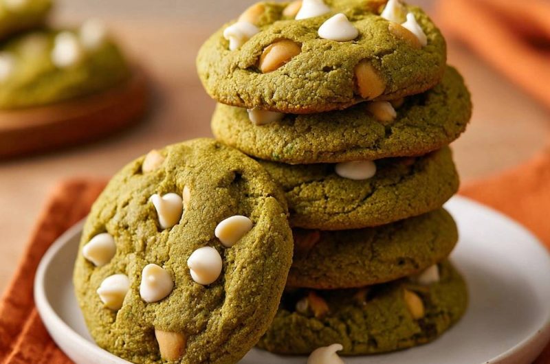 Matcha-Cookies mit White Chocolate & Erdnüssen