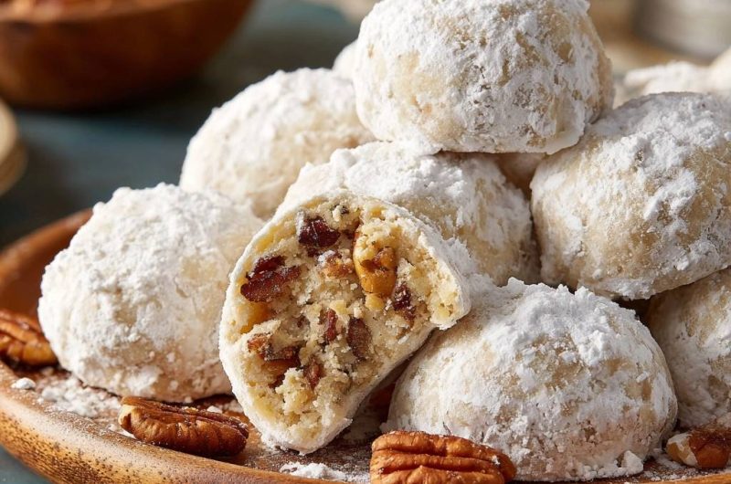 Pekannuss-Schneebällchen mit Rosinen (Nie wieder bröseliger Teig!)